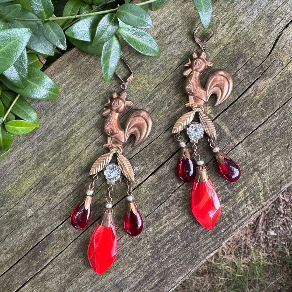 Czechoslovakia Rooster Earrings
